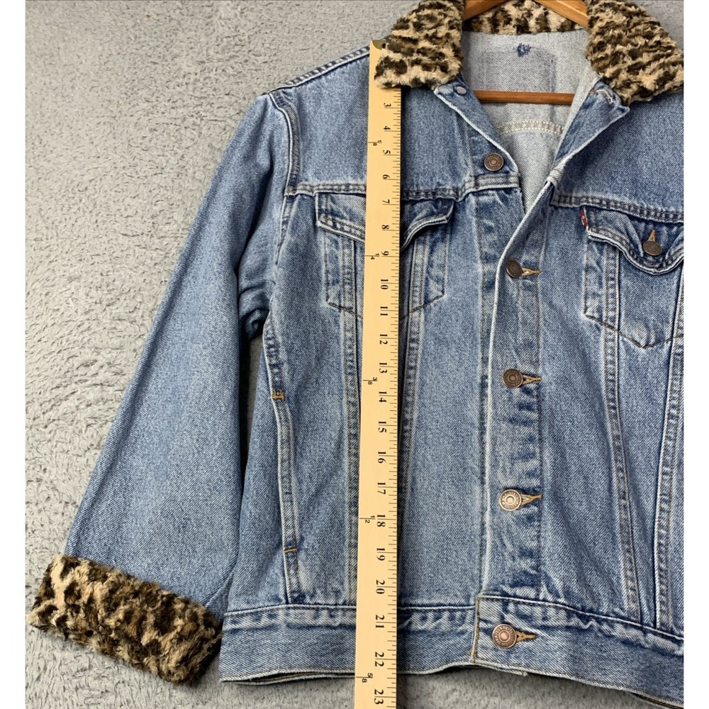Reformation Levis Denim Jacket Womens Size Medium Collar and Cuffs Animal Print - Picture 2 of 16